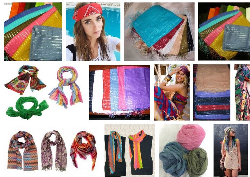 Mujeres con pañuelos de seda hippies