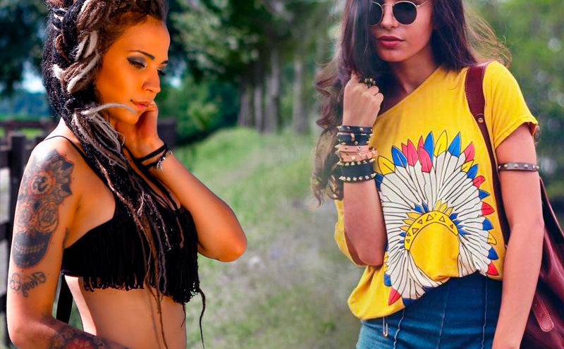 Mujeres con moda hippie boho chic